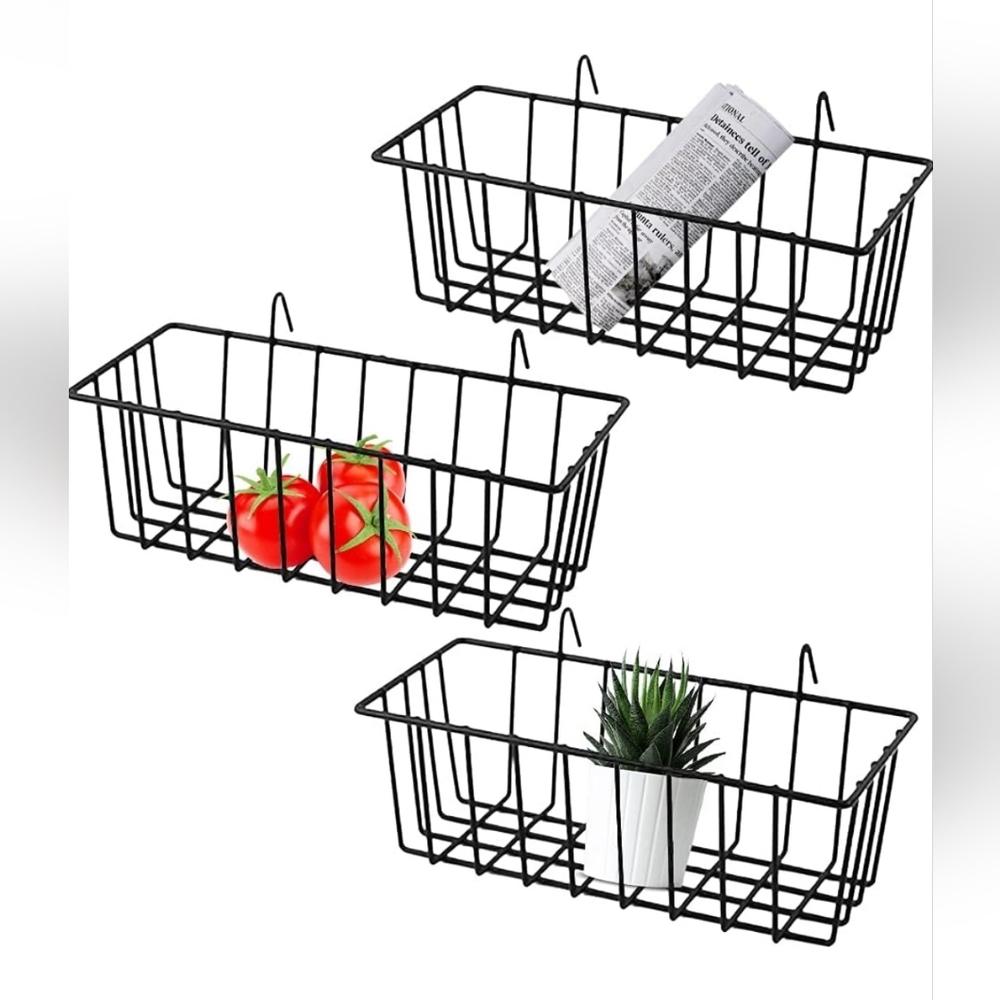 3 pack Grid Wall Wire Baskets
